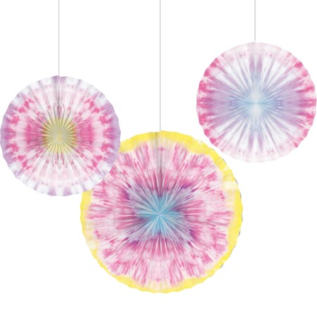 Creative Converting Tie Dye Party Paper Fans, Assorted, 18PK 350531